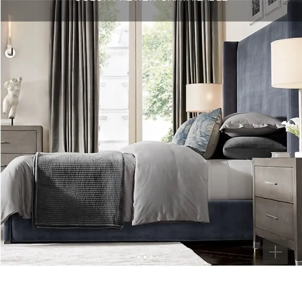 Restoration Hardware RH 600TC Sateen Duvet Cover Gray Silver Nickel NWOT